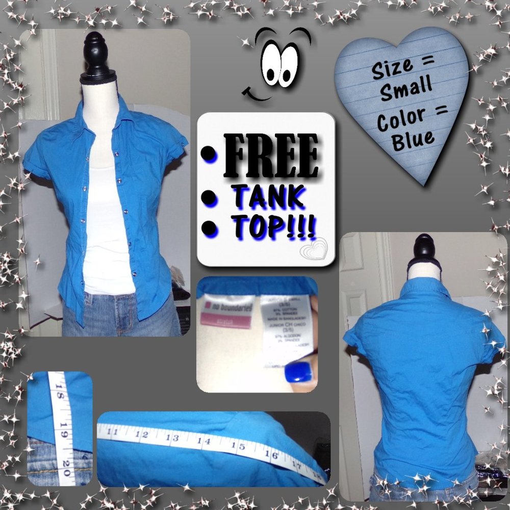 Blue/Button Down/Short Sleeve/Collared Shirt {L4}